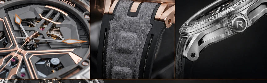 OBLVLO Men's Luxury Machinery Skeleton Mechanical Automatic Watches Analog Big Dial Blue Rubber Band Military Watch RD-909