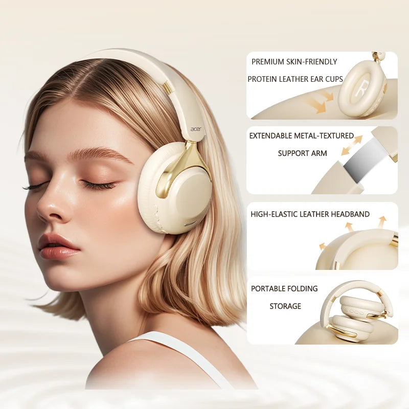 Acer ANC Wireless Bluetooth Headphones 360° Surround Sound Headsets Gamer Sports Earphones Noise Reduction with HD Mic OHR524
