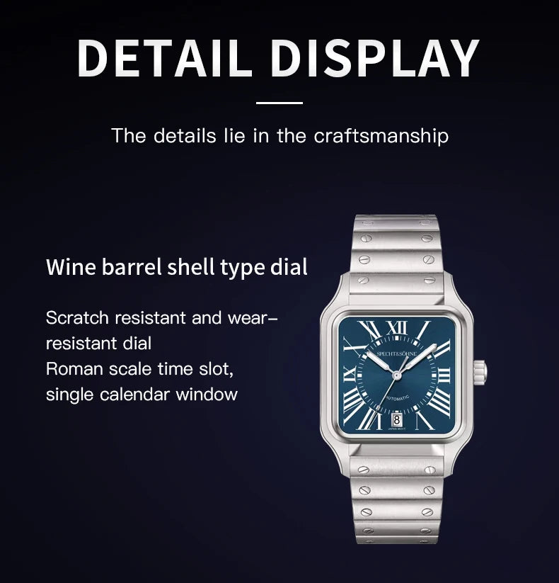 Specht&Sohne New Men's Watches Japan Miyota 8215 Movt Mechanical Wristwatches Stainless Steel 50M Waterproof Relogio Masculino