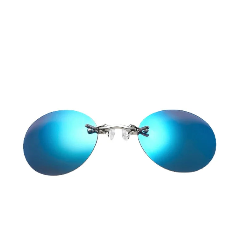Runde randlose Sonnenbrille für Herren Matrix Morpheus Herren-Klassiker mit Nasenklammer Mini-Brille ohne Rahmen Marken-Designbrille UV400