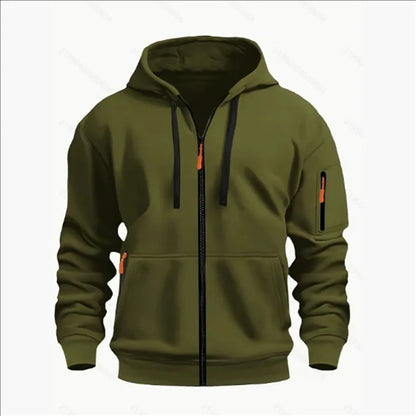 Men's Sweatshirts with Zipper Pockets Thin Solid Color Half Tracksuit Casual Outdoor Hooded Tracksuit Long Sleeve Jacket Coats