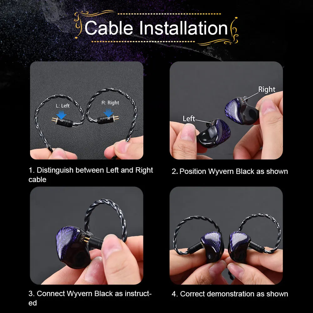 Celest Wyvern Black In Ear Earphone Monitor With Microphone Hifi Music Headphone IEMs Wired Gaming Earbuds For Gifts