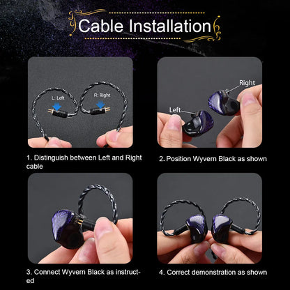 Celest Wyvern Black In Ear Earphone Monitor With Microphone Hifi Music Headphone IEMs Wired Gaming Earbuds For Gifts