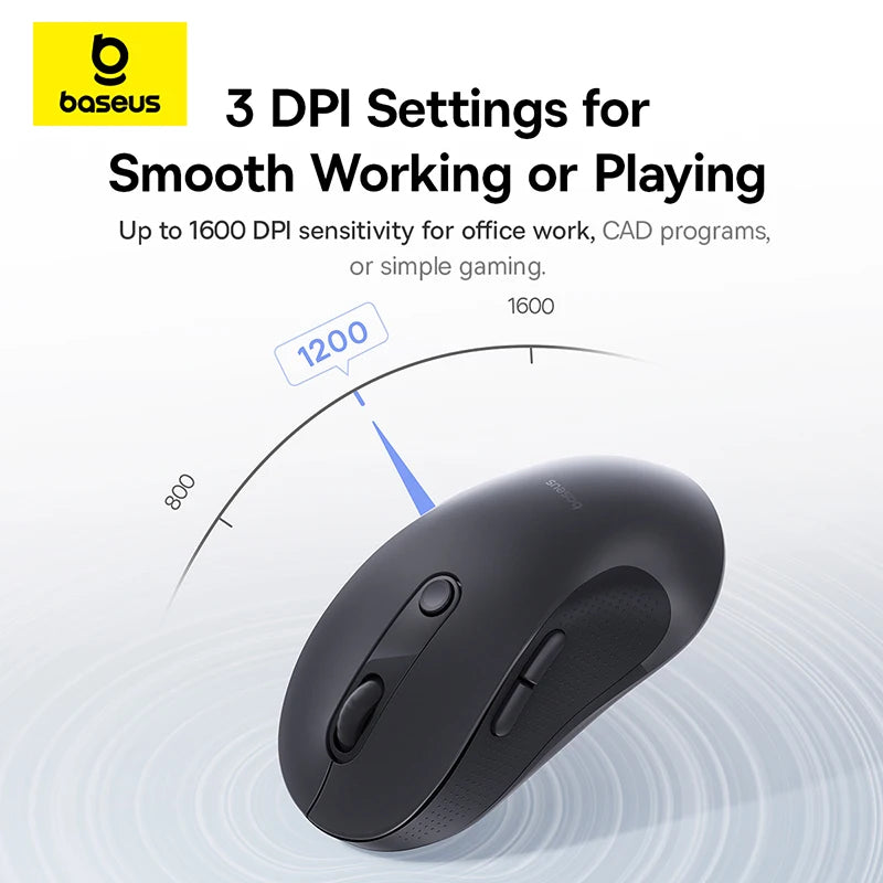 Baseus Wireless Mouse Bluetooth 5.3 2.4GHz Ergonomic 7 Silent Buttons Free Mouse Pad for MacBook Tablet Laptop Computer PC Mice