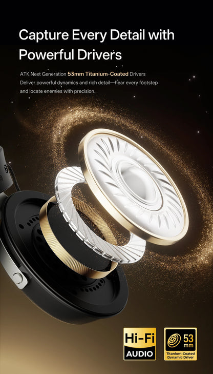ATK Neptune N9 eSports Gaming Wireless Headset Four Modes Head Mounted Noise Cancelling Microphone Low Latency Gaming Headphones