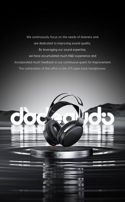 FiiO JT3 Over-Ear Open-Back Headphones, 50mm Dynamic Driver, PEK+PU Composite Diaphragm, Detachable 3.5mm Cable with Mic