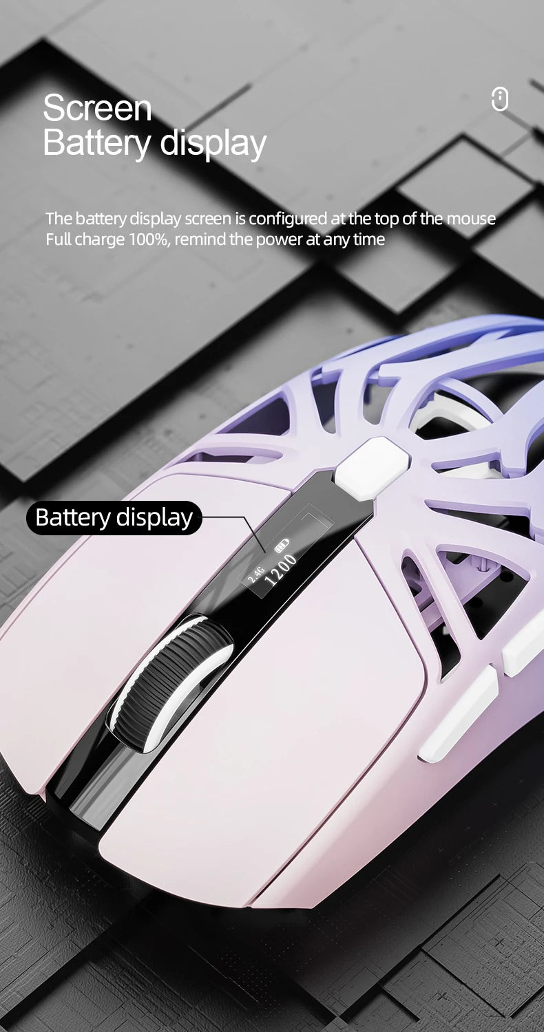 SMAILWOLF RS8 Gaming Mouse Bluetooth Wireless Three-mode Lightweight Hollow Design 1K Return Computer Long Battery Life
