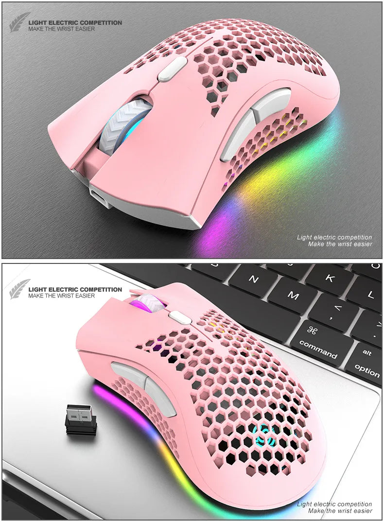 BM600 Rechargeable USB 2.4G Wireless RGB Light Honeycomb Gaming Mouse Desktop PC Computers Notebook Laptop Mice Mause Gamer