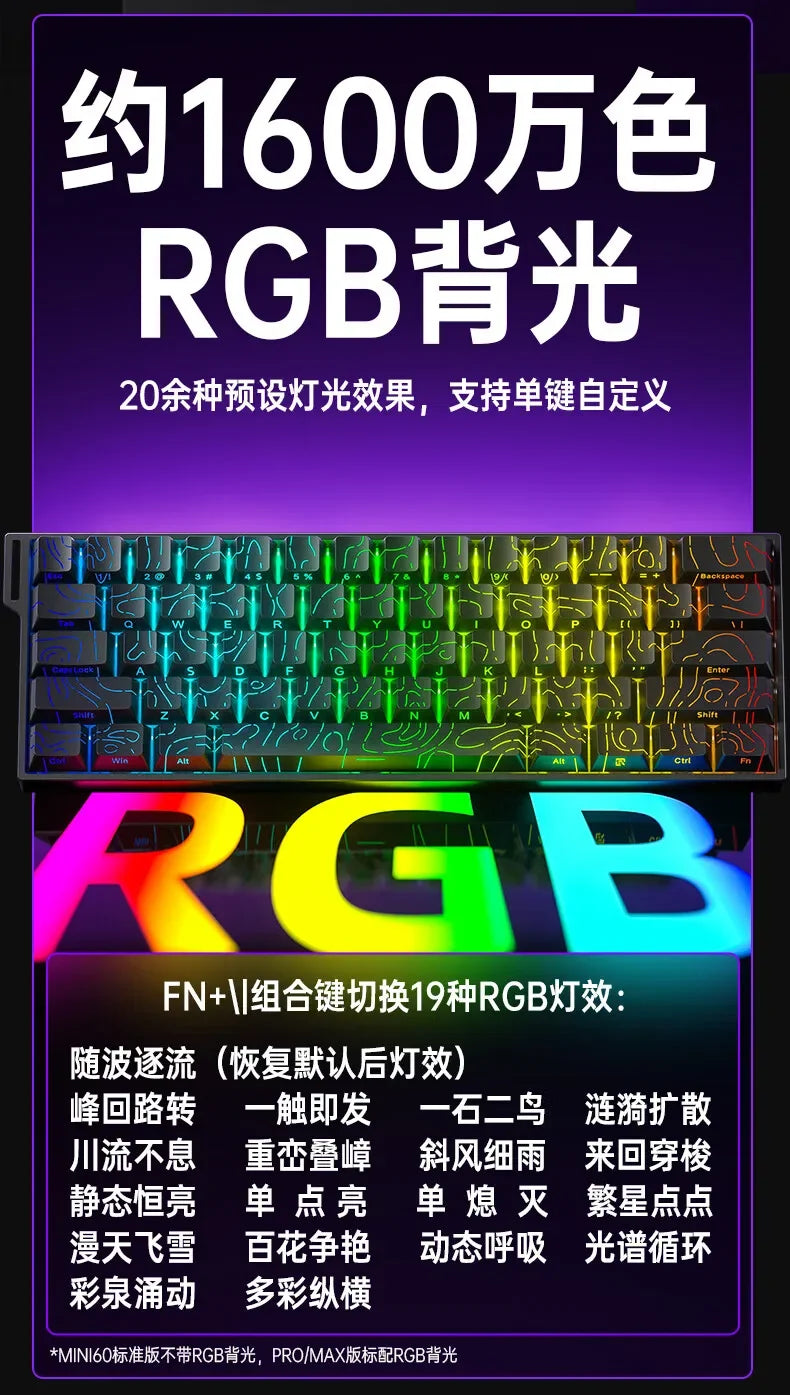 AULA Mini60 HE Magnetic Switch Keyboard RGB Tri Mode Wireless Mechanical Keyboard 8000Hz 0.01mmRT Gaming Keyboard Gamer Gifts