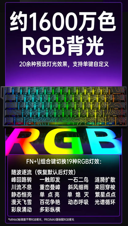 AULA Mini60 HE Magnetic Switch Keyboard RGB Tri Mode Wireless Mechanical Keyboard 8000Hz 0.01mmRT Gaming Keyboard Gamer Gifts