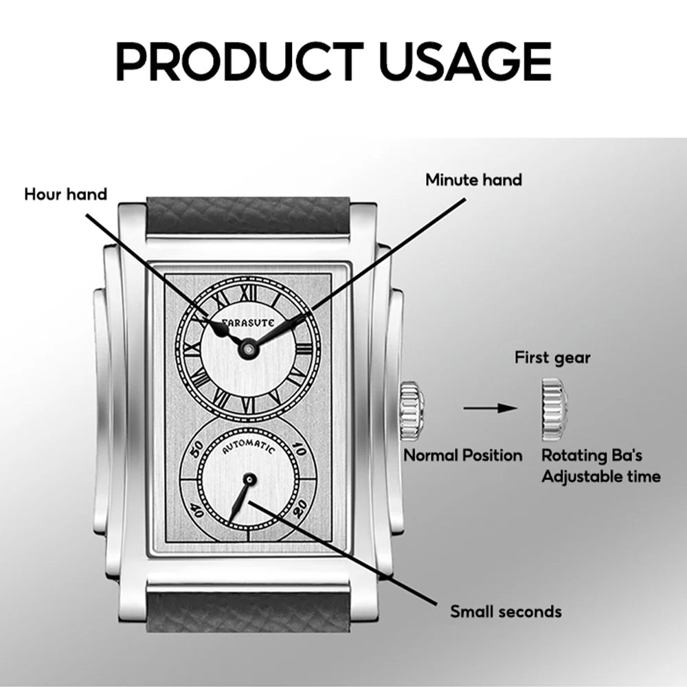 FARASUTE Luxury Fully Automatic Mechanical Men's Watch Seagull Sports Sapphire Stainless Steel Doctor Wristwatch reloj hombre 