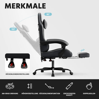 Gaming Chair Ergonomic Gaming Chair with Lumbar Support, Breathable Pu Leather Office Chair,Comfortable Computer Chair