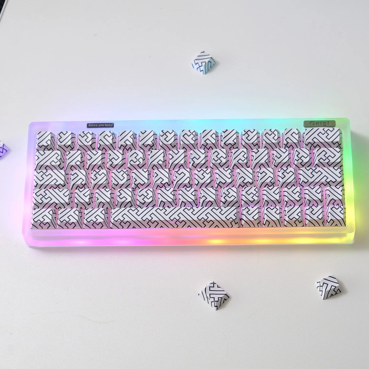 KYOMOT 135 Keys PBT Side Print Keycap Double Shot Cherry Profile Shine Through Keycaps for MX Switch Games Mechanical Keyboard