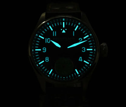 Hruodland 2025 New Men's Mechanical Watch Seagull ST3620 Retro Pilot 43MM Bgw-9 Luminous Sapphire Crystal Turbine Reloj Hombre