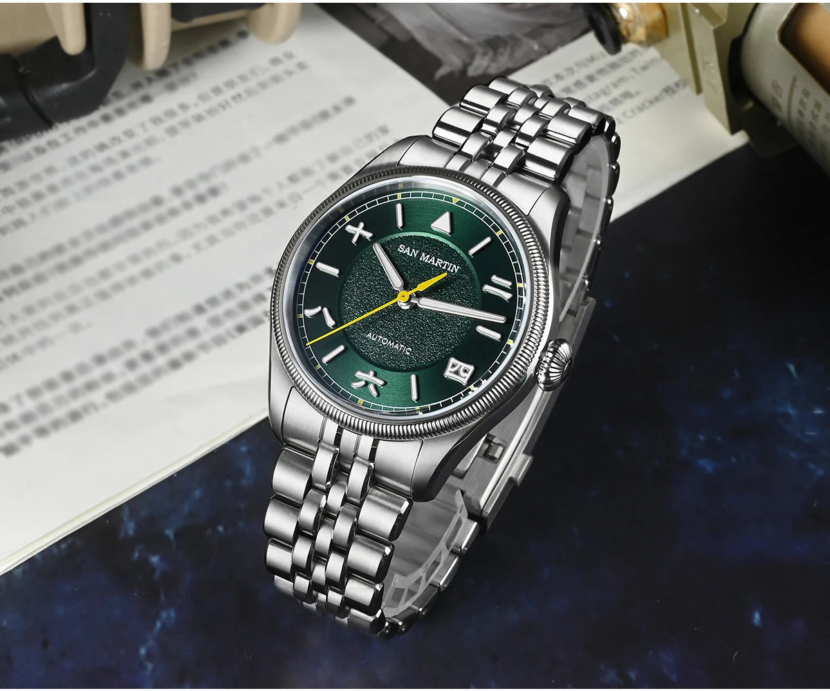 San Martin 39.5mm Men Pilot Watch YN55 Automatic Mechanical Aviation Watches Chinese Style Original Design SN0033 Field Reloj