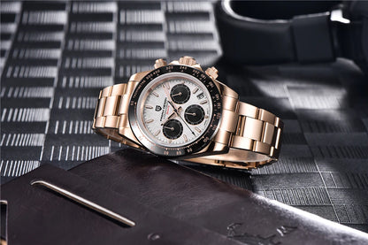 PAGANI DESIGN V2 40MM Reloj de cuarzo para hombre con esfera de meteorito, cristal de zafiro, cronógrafo retro y resistente al agua