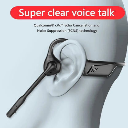 Open Ear Bluetooth 5.1 Headset Aptx HD/ LL Noise Canceling Microphone, Long 24H Wireless Headset  for Cellphone PC Laptop
