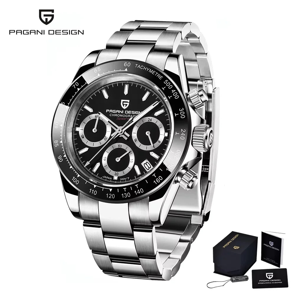 Originale neue PAGANI DESIGN PD-1664 Luxus-Herrenuhr mit japanischem VK63-Quarzwerk, Saphirglas, wasserdichtem Chronographen, Gold