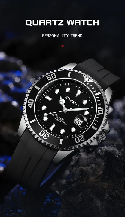 SANDA 7018 Montre à quartz pour homme très vendue Montres de sport pour homme Montre de luxe étanche en silicone Montre à quartz pour homme Relogio Masculino