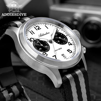 Reloj para hombre ADDIESDIVE 2025 New Panda Eye, retro de lujo, cuarzo VK64, cronógrafo deportivo, impermeable 100M, luminoso