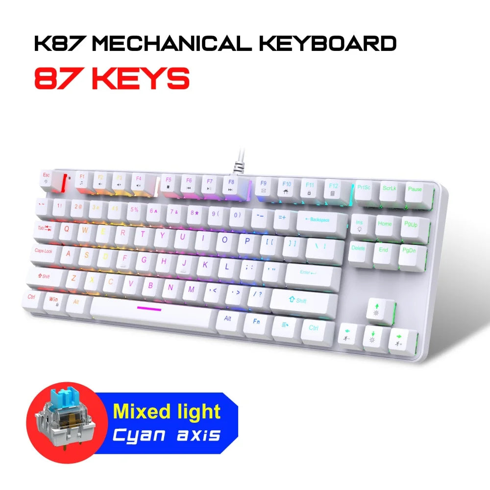 New Computer Keyboard Waterproof Portable Gaming Keyboard Backlit Ergonomics Colorful Keyboard Computer Accessories 87 Keys Usb