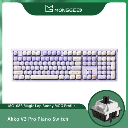 Akko MonsGeek MG108B Bun Wonderland Wireless Mechanical Keyboard MOG Profile RGB 108 Keys Full Size Hot Swap USB / 2.4G / BT 5.0