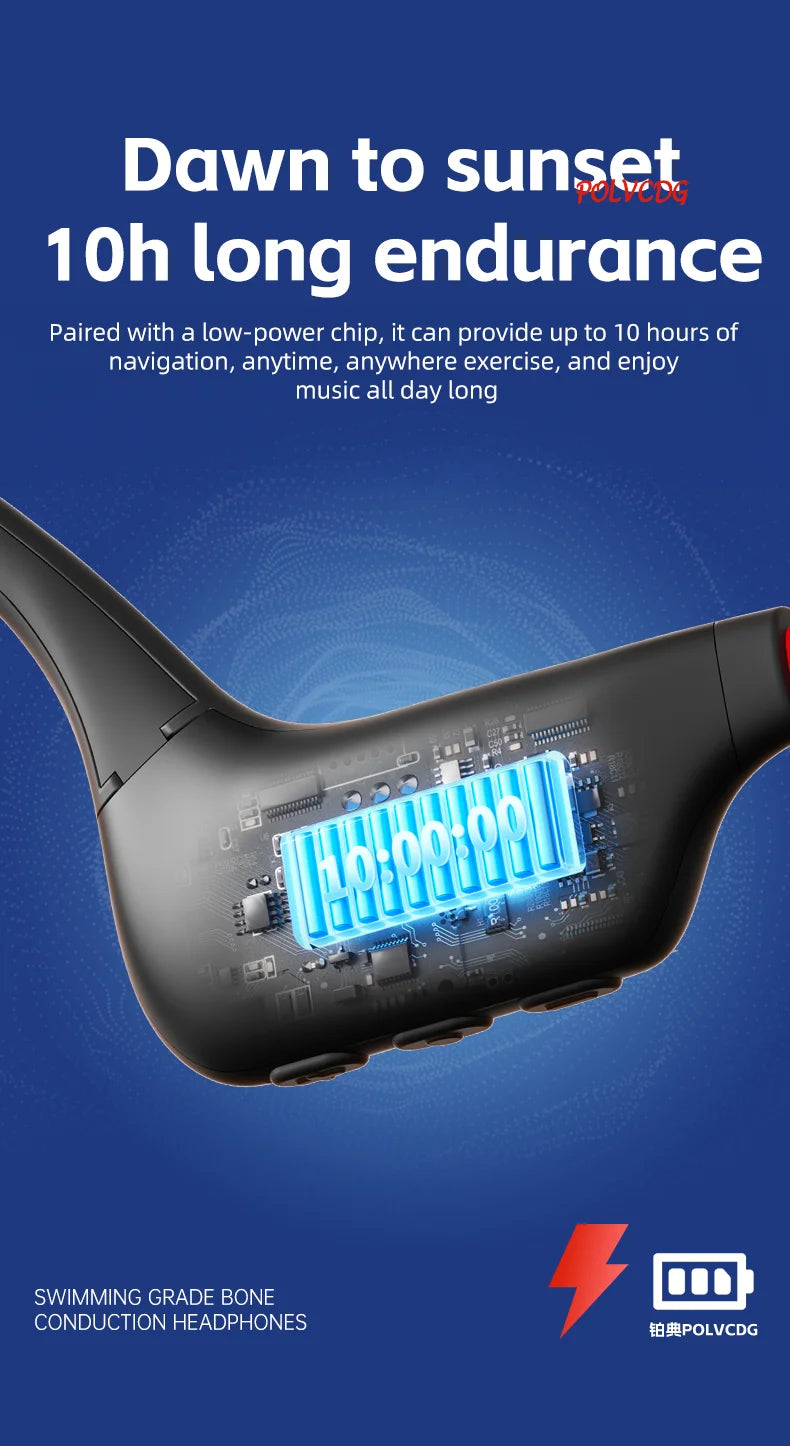 POLVCDG X7 Bone Conduction Headset IPX8 Open Headset Bluetooth 5.3 Swimming with microphone Waterproof 32GB Memory MP3 2024 new