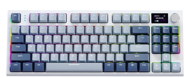 ATTACK SHARK K86 Mechanical Keyboard with Metal Knob, TFT Smart Color Screen, 87-key Layout, RGB Lighting, and Three-mode Connection