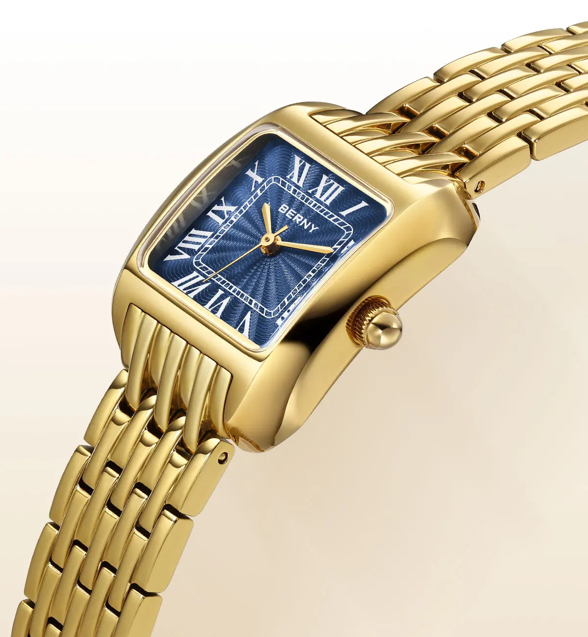 BERNY Gold Watch for Women Luxury Brand Square Ladies Quartz Watches New In Top Quality Fashion Elegant Business S/S Wristwatch