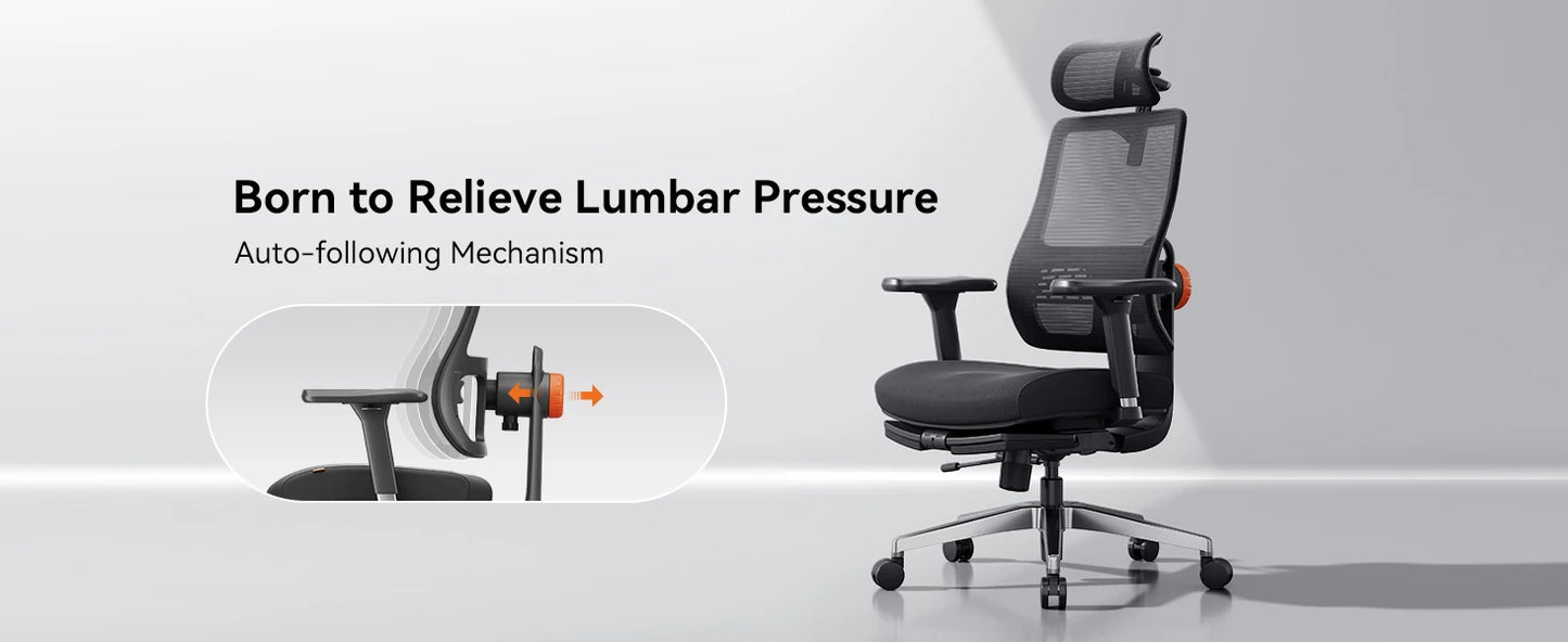 NEWTRAL MAGICH-BPRO Ergonomic Chair with Footrest,Auto-Following Backrest Headrest Office Chair,Adaptive Lower Back Support