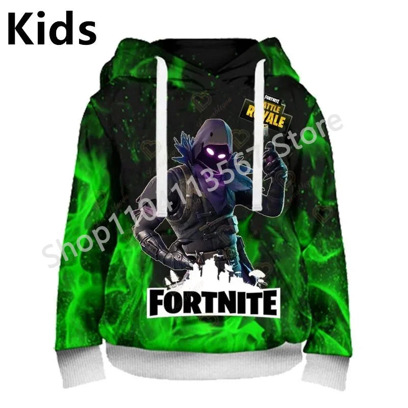 Llama Battle Royale F-Fortnited hættetrøjer med 3D-print til mænd, kvinder og børn, sweatshirts til drenge og piger, streetwear-pullover, grønne overdele