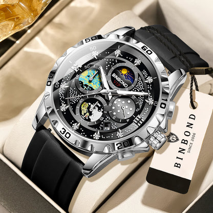 Orologi al quarzo di lusso BINBOND da uomo, luminescenti, impermeabili, cronografo con data automatica, stile business, sportivo e casual