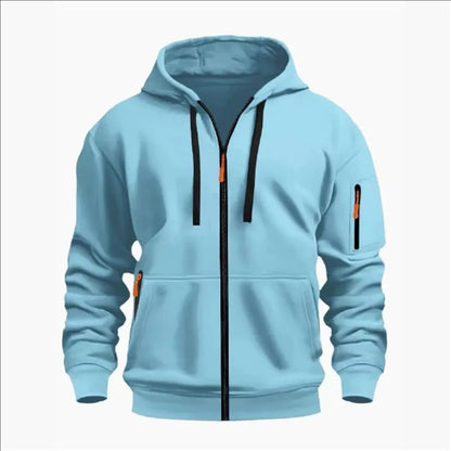 Men's Sweatshirts with Zipper Pockets Thin Solid Color Half Tracksuit Casual Outdoor Hooded Tracksuit Long Sleeve Jacket Coats