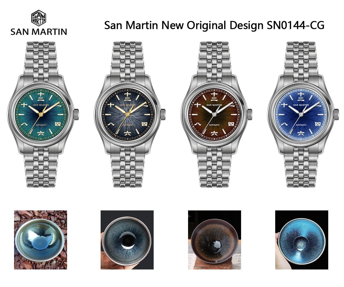 San Martin New 39mm Gada Watch Chinese Style Original Design Sunburst JianZhan Miyota 90S5 Men Dress Automatic Mechanical SN0144