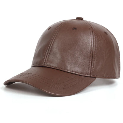 Bonés de basebol unissexo em couro PU, estilo hip-hop, com fecho de pressão, para homem e mulher; bonés de basebol ajustáveis; chapéus de sol; bonés de camionista