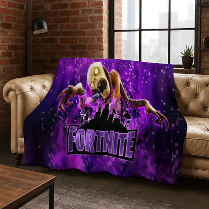 3D F-Fortnite -peliaiheinen sarjakuvatyylinen flanellipeitto, pehmeä ja lämmin torkkupeitto sänkyyn, makuuhuoneeseen, olohuoneeseen, matkalle ja retkeilyyn, lahja lapsille
