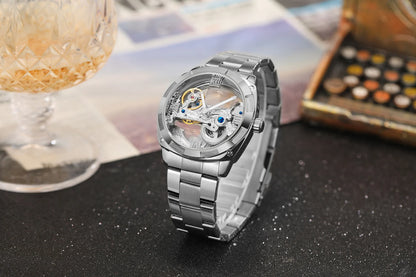 2024Top Brand Luxury Stainless Steel Skeleton Tourbillon Automatic Movement Men Watch Mechanical Waterproof Luminous Wrist Clock
