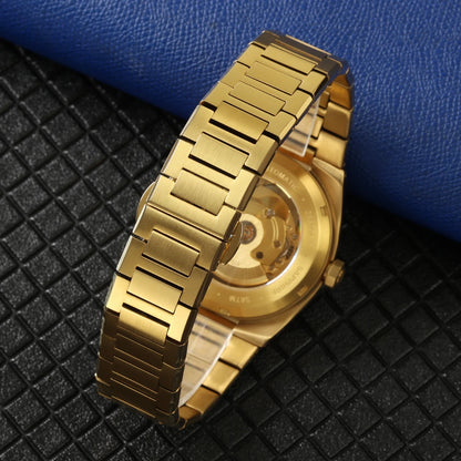 Orologio automatico da uomo BERNY, dorato, vetro zaffiro, lancette luminescenti, originale al 100%, dotato di movimento PT5000, rivestimento antiriflesso, modello di lusso con lunetta intercambiabile, impermeabile fino a 5 ATM.