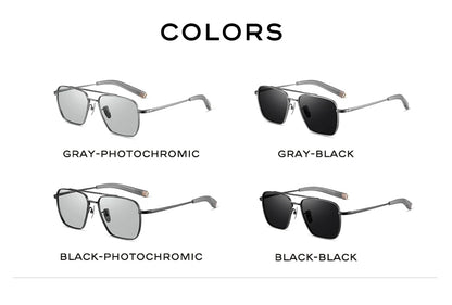 CAPONI Polarized Men Sunglasses Seiko Pure Titanium Photochromic Outdoor Driving Shades UV400 Original Brand Sun Glasses BS50004
