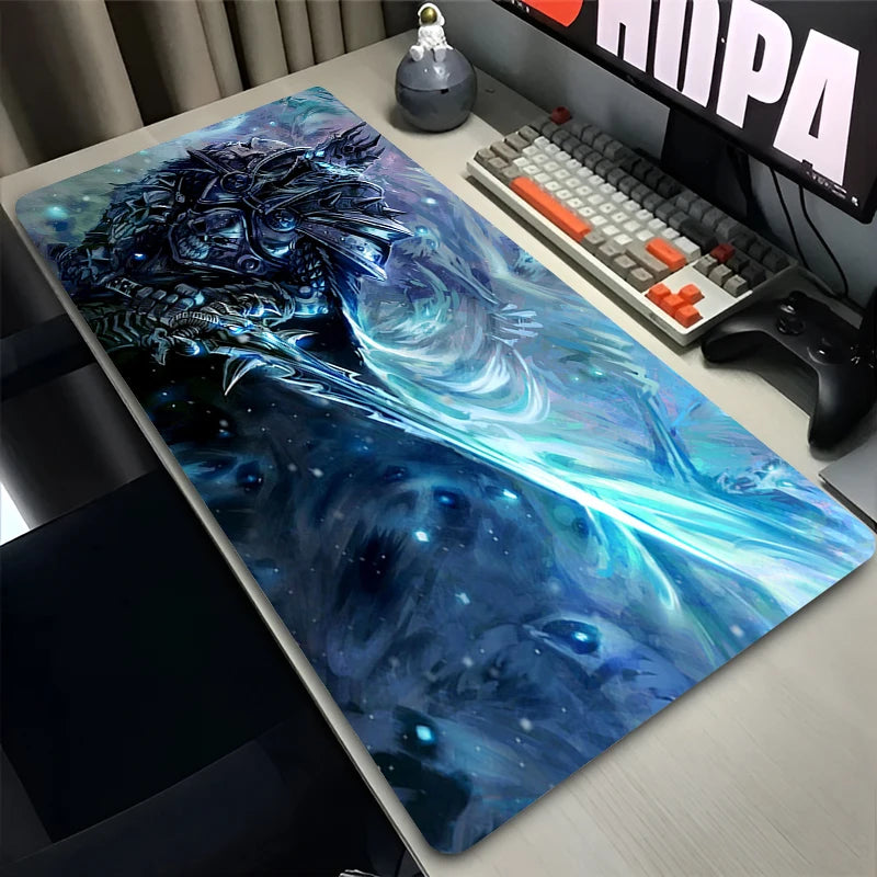 XXL Gaming Accessories Gamer Keyboard Desk Mat Non-Slip World of Warcraft Lich King Laptop Notebook Mousepad 900X400 Mouse Mats