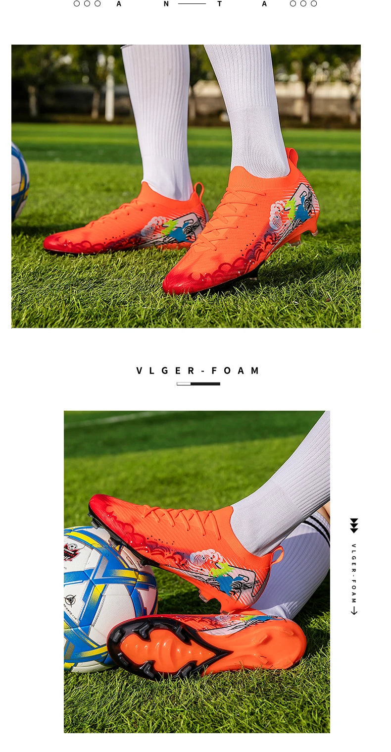New Men Football Boots Cleats Non-Slip Match Ultralight Soccer FG Training Shoes Soccer Shoes Long Spikes Outdoor Drop Shipping
