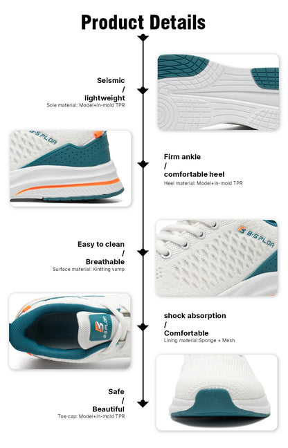 Baasploa Lightweight Running Shoes For Men Comfort Men's Designer Mesh Casual Sneakers Lace-Up Male Outdoor Sports Tennis Shoes