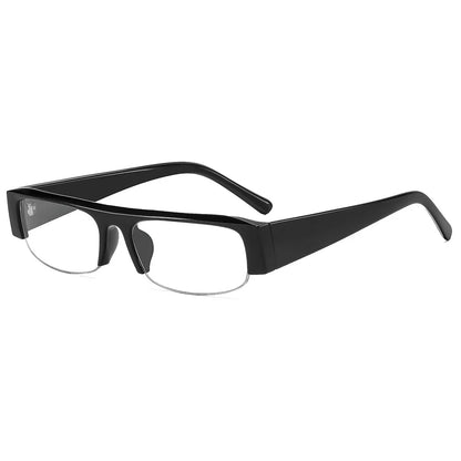 Vintage-Sonnenbrille mit kleinem, rechteckigem Halbrahmen in Schwarz, Leopardenmuster und Farbverlauf – trendige Damen-Sonnenbrille zum Autofahren
