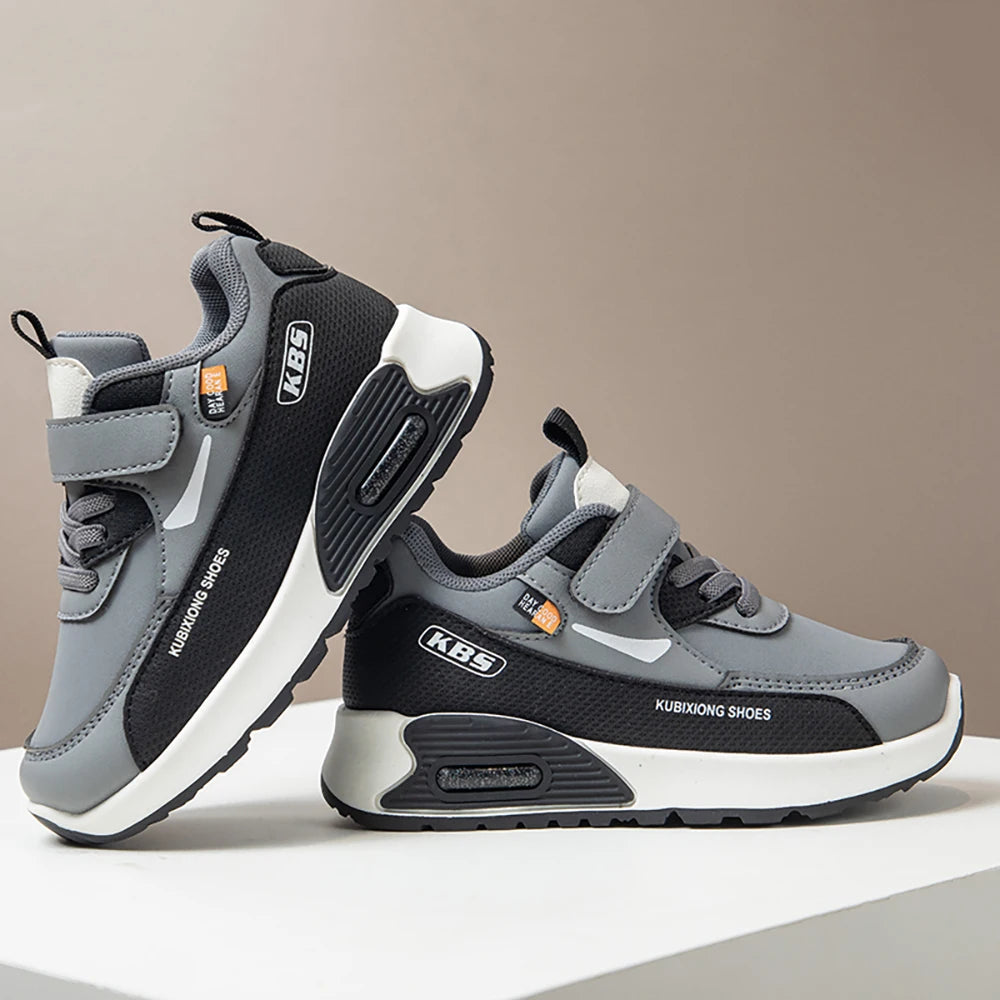 PU Leather Sport Shoes For Children Trend Fashion Kid's Sneakers Soft-soled Outdoor Boy's Girl's Running Shoes