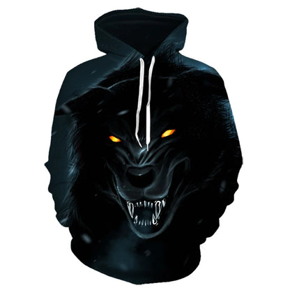 Mikiny s kapucí Animal Wolf s 3D potiskem pro muže i ženy, módní ležérní oversized pulovr, hip hop Harajuku streetwear hoodies