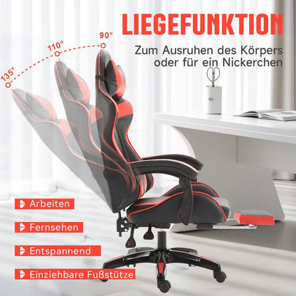 Gaming chair Gaming armchair Height Adjustable Office Chair with Adjustable Recumbent Function with Cat Ears and Pillows