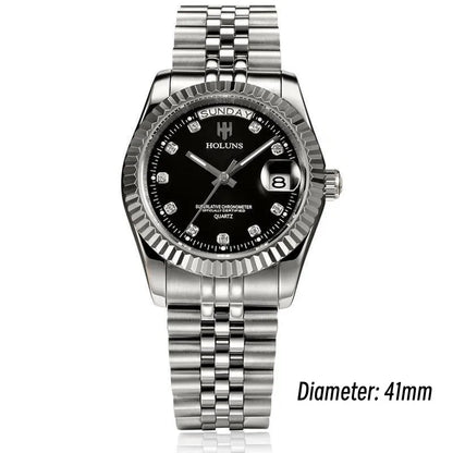 Relojes de hombre Holuns Luxury Classic de 36/41 mm en oro, con movimiento de cuarzo MIYOTA de Japón, de acero inoxidable, reloj de pulsera clásico de negocios, resistente al agua
