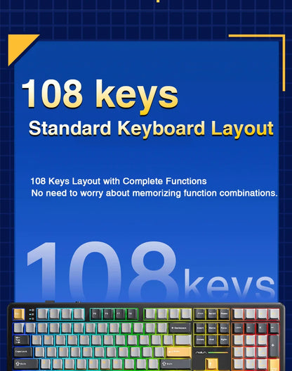 AULA F108 Keyboard 100% Layout 1K Polling Rate Mechanical Gaming Keyboard Hot Swappable Linear Switch with Macro Software