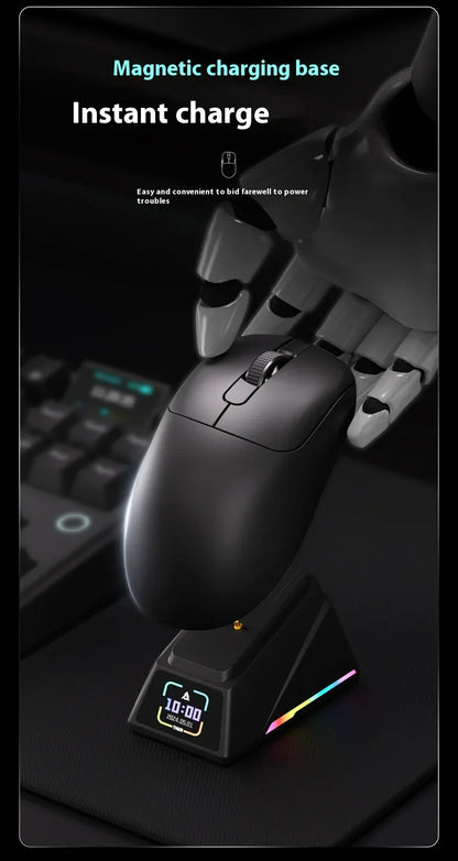 AJAZZ AJ179 APEX Gaming Mouse with Color Screen Dock, Magnetic Charging, 8000Hz High-Frequency /, Tri-Mode (PAW3950) Right-Hande