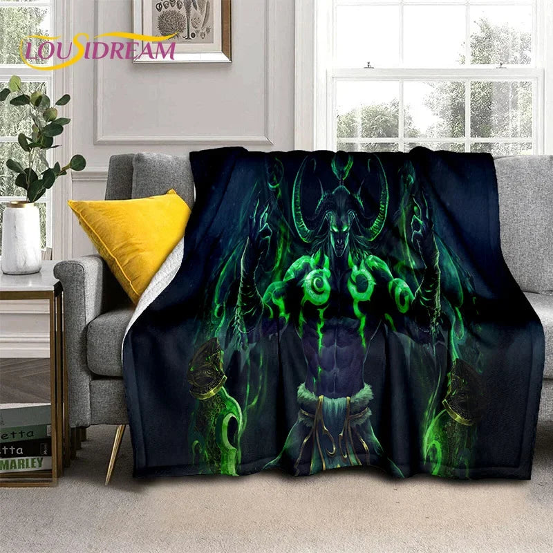 3D World of Warcraft Game WOW Lich King DH Blanket,Soft Throw Blanket for Home Bedroom Bed Sofa Picnic Travel Office Cover Kids